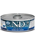 N&D CAT OCEAN Adult Tuna & Codfish & Shrimps & Pumpkin – konzerva pro dospělé kočky, s tuňákem, treskou, krevetami a dýní, 80g