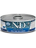 N&D CAT OCEAN Adult Tuna & Sardine & Shrimps – konzerva pro dospělé kočky, s tuňákem, sardinkami a krevetami, 80g
