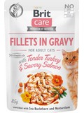 BRIT Care Cat Fillets in Gravy Turkey&Salmon - filetky ve v s lososem a krtm pro dospl koky, 85g