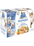 BRIT CARE Cat Fillets in Jelly Flavour box - mix kapsiek ve 4 pchutch pro koky, 12x85g 