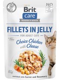 BRIT CARE Cat Fillets in Jelly Chicken&Cheese - filetky v el s vbrovm kutkem a srem, 85g 