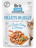 BRIT CARE Cat Fillets in Jelly with Turkey&Shrimps - filetky v želé s krůtím a krevetami, 85g 
