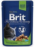 BRIT Premium Cat Chicken Slices for Steril  kapsika pro kastrovan koky, kuec, 100g 