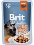 BRIT Premium Cat D Fillets in Gravy With Turkey  kapsiky pro koky ve v, s krocanem, 85g