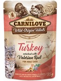 CARNILOVE Cat Pouch Turkey Enriched & Valerian - s masem z krty pro podporu optimln kondice tla, 85g
