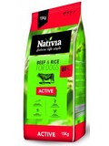 NATIVIA Active - pro dospl psy se zvenou aktivitou, hovz&re, BEZ OBILOVIN, 15kg