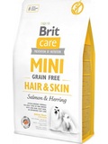 BRIT CARE Dog Mini Grain Free Hair&Skin  pro psy malch dlouhosrst. plemen, s lososem, bez obil, 2kg