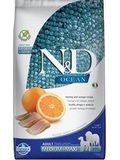 N&D OCEAN DOG Adult Mini Herring & Orange  pro dospl psy malch plemen, se sledm a pomeranem, BEZ OBILOVIN, 800g