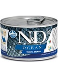 N&D DOG OCEAN Adult Trout & Salmon Mini - konzerva pro psy malch plemen, se pstruhem a lososem, 140g