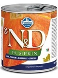 N&D DOG PUMPKIN Starter Lamb & Blueberry - pro tata (od odstavu do 2 m.) a bez nebo kojc feny, s jehntem, dn a borvkami, 285g