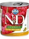 N&D DOG QUINOA Adult Quail & Coconut  pro psy s potravinovou intoleranc, s kepelkou a kokosem, 285g 