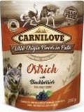 CARNILOVE Dog Pouch Pat Ostrich & Blackberries - s ptrosm masem pro podporu zdrav trvicho traktu, 300g